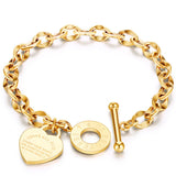 Stainless Steel Heart Bracelets for Women Party Gift Chain Charm Bracelets