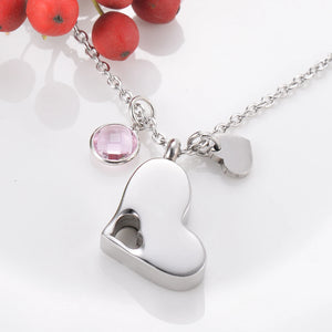 Heart Cremation Urn Necklace Stainless Steel Ash Jewelry Memorial Keepsake