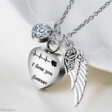 Heart Cremation Urn Necklace Stainless Steel Ashes Pendant Gift Bag
