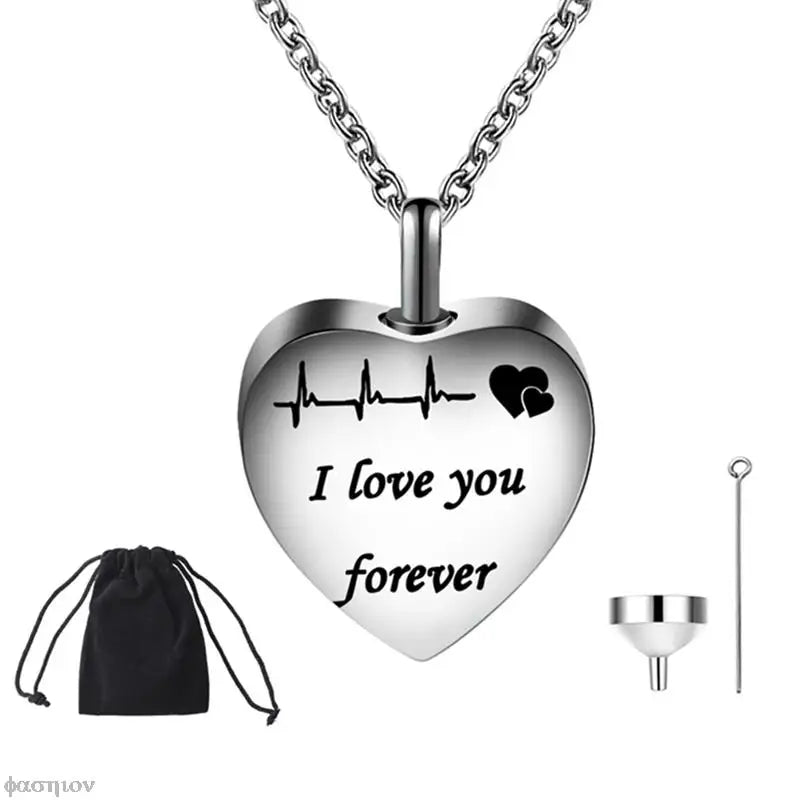 Heart Cremation Urn Necklace For Ashes Stainless Steel