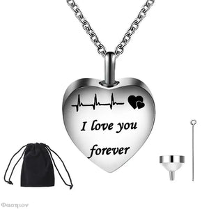 Heart Cremation Urn Necklace Stainless Steel Ashes Pendant Gift Bag