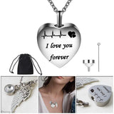 Heart Cremation Urn Necklace Stainless Steel Ashes Pendant Gift Bag