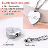 Heart Cremation Urn Necklace - Holding Hands with Pets - Memorial Ashes Pendant