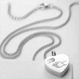 Heart Cremation Urn Necklace - Holding Hands with Pets - Memorial Ashes Pendant