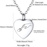 Heart Cremation Urn Necklace - Holding Hands with Pets - Memorial Ashes Pendant