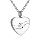 Heart Cremation Urn Necklace - Holding Hands with Pets - Memorial Ashes Pendant