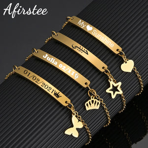 Customizable Heart Engrave Name Stainless Steel Bracelet