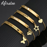 Customizable Heart Engrave Name Stainless Steel Bracelet