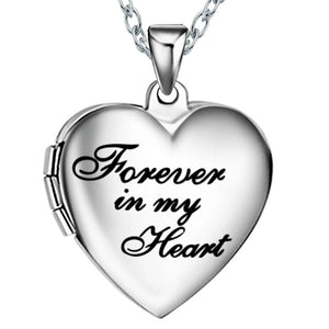 Stainless Steel Heart Photo Memory Locket Necklace
