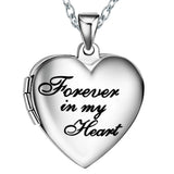 Stainless Steel Heart Photo Memory Locket Necklace
