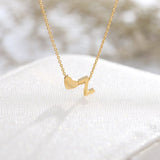 Stainless Steel Heart Initial Pendant Necklace Women Girls Charm Chain
