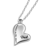 Heart Memorial Jewelry Engraved Forever Cremation Ash Urn Pendant