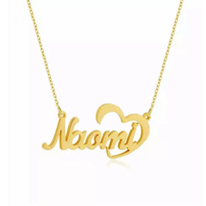 Stainless Steel Heart Necklace Personalized Name Jewelry