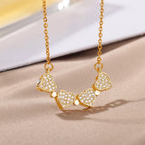 Vintage Stainless Steel Heart Necklace Four Leaf Clover Pendant Choker