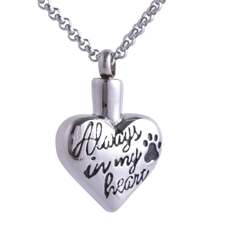 Heart Shape Dog Claw Memorial Pendant Necklace