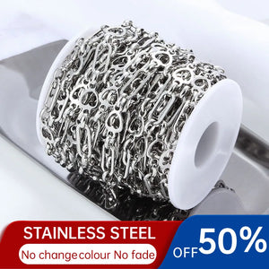 Stainless Steel Heart Shaped Chain Flat Oval Cable Chains For DIY Jewelry Making