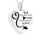 Stainless Steel Heart Memorial Ashes Necklace Cremation Pendant