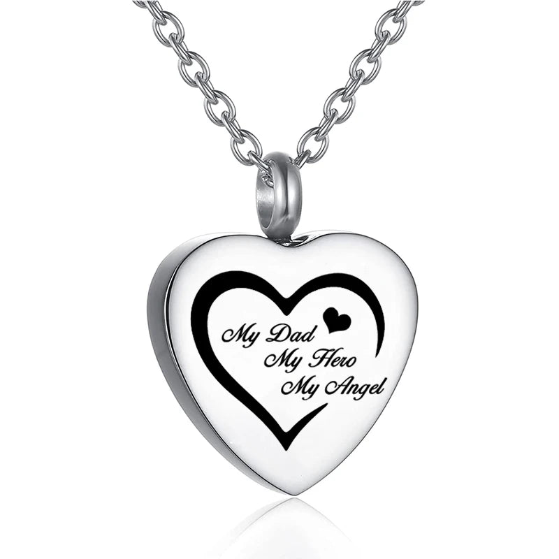 Heart Shaped Memorial Urn Necklace - Custom Text