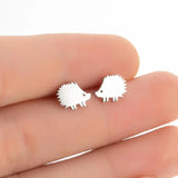 Stainless Steel Hedgehog Earings Animal Ear Studs Mini Sliver Earrings