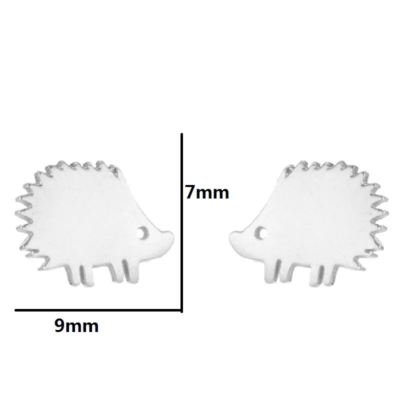Stainless Steel Hedgehog Earings Animal Ear Studs Mini Sliver Earrings