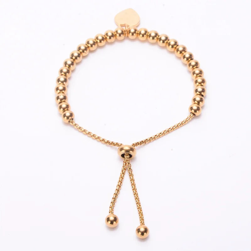 Adjustable Stainless Steel Heart Bracelet for Women