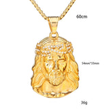 Stainless Steel Hip Hop Jesus Pendant Necklace with Chain 60cm