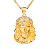 Stainless Steel Hip Hop Jesus Pendant Necklace with Chain 60cm