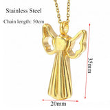 Stainless Steel Angel Wing Cremation Urn Necklace for Ashes