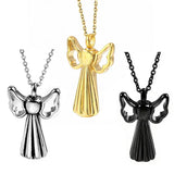 Stainless Steel Angel Wing Cremation Urn Necklace for Ashes
