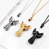 Stainless Steel Angel Wing Cremation Urn Necklace for Ashes
