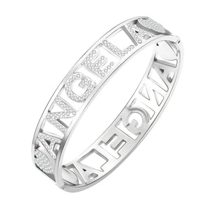 Stainless Steel Hollow Letter Angela Heart Bracelet Bangle For Women