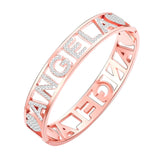 Stainless Steel Hollow Letter Angela Heart Bracelet Bangle For Women