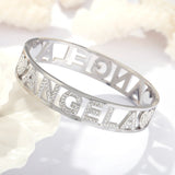 Stainless Steel Hollow Letter Angela Heart Bracelet Bangle For Women