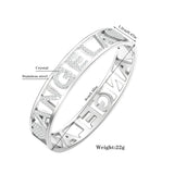 Stainless Steel Hollow Letter Angela Heart Bracelet Bangle For Women