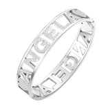 Stainless Steel Hollow Letter Angela Heart Bracelet Bangle For Women
