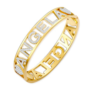 Stainless Steel Hollow Letter Angela Heart Bracelet Bangle For Women