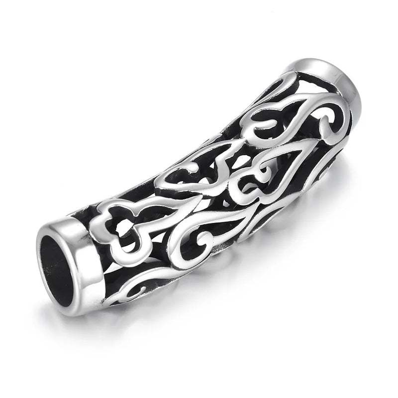 7mm Stainless Steel Hollow Tube Beads Big Hole Charm DIY Bracelet Clasp