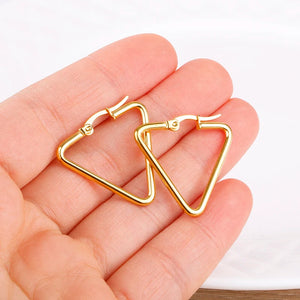 Square Stainless Steel Hoop Earrings for Women Daily Wear