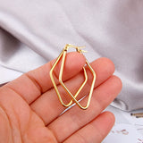 Square Stainless Steel Hoop Earrings for Women Daily Wear