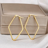 Square Stainless Steel Hoop Earrings for Women Daily Wear