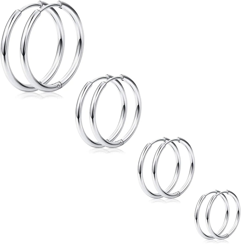 Stainless Steel Hoop Earrings Men Women