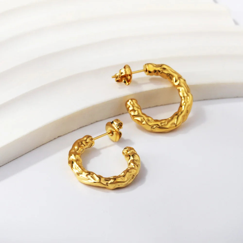 Stainless Steel Hoop Earrings Round Earrings Hoops Vintage Girls Party Gift