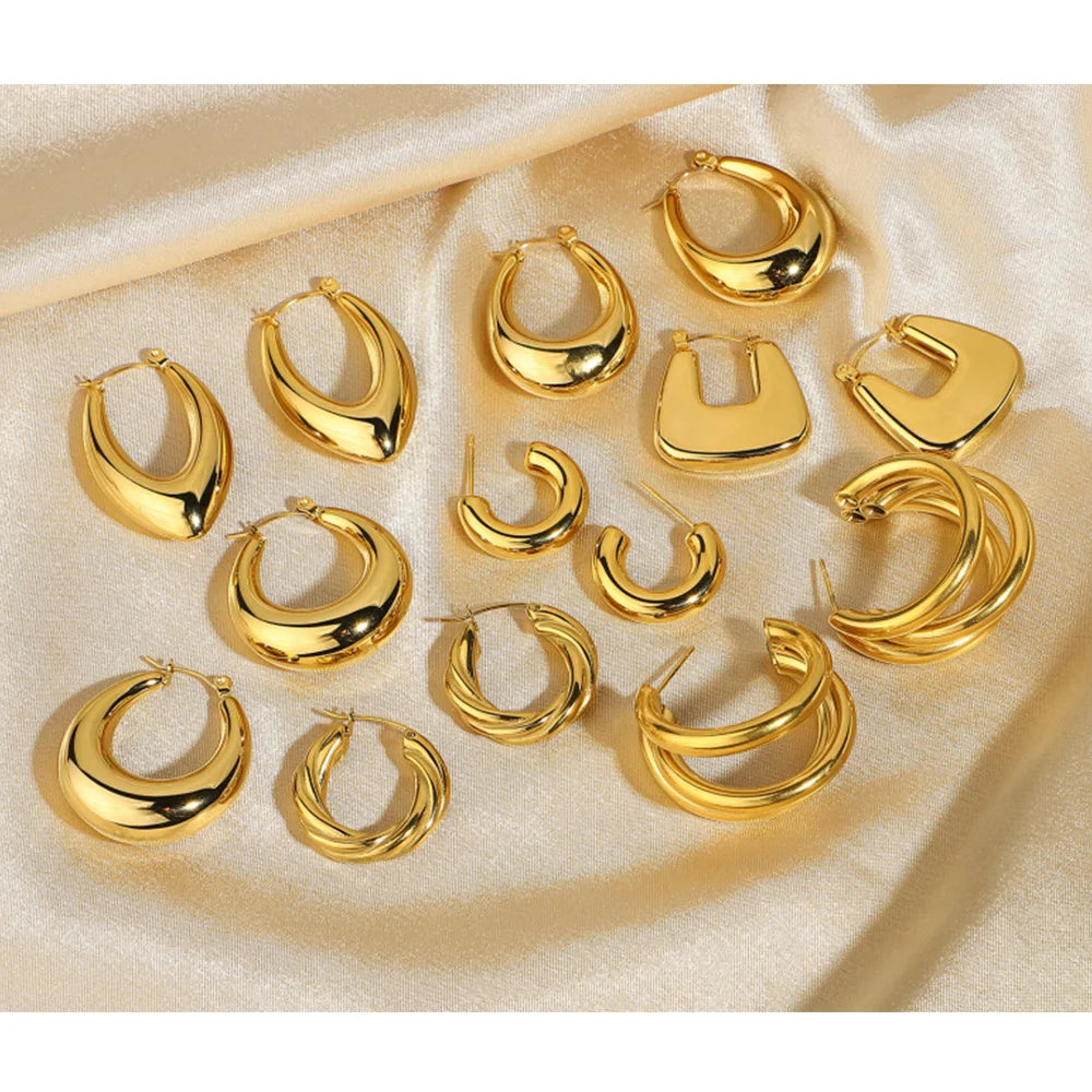 Stainless Steel Hoop Earrings Round Earrings Hoops Vintage Girls Party Gift