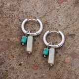 Bohemian Stainless Steel Hoops Earrings with Orange Natural Stone Beads