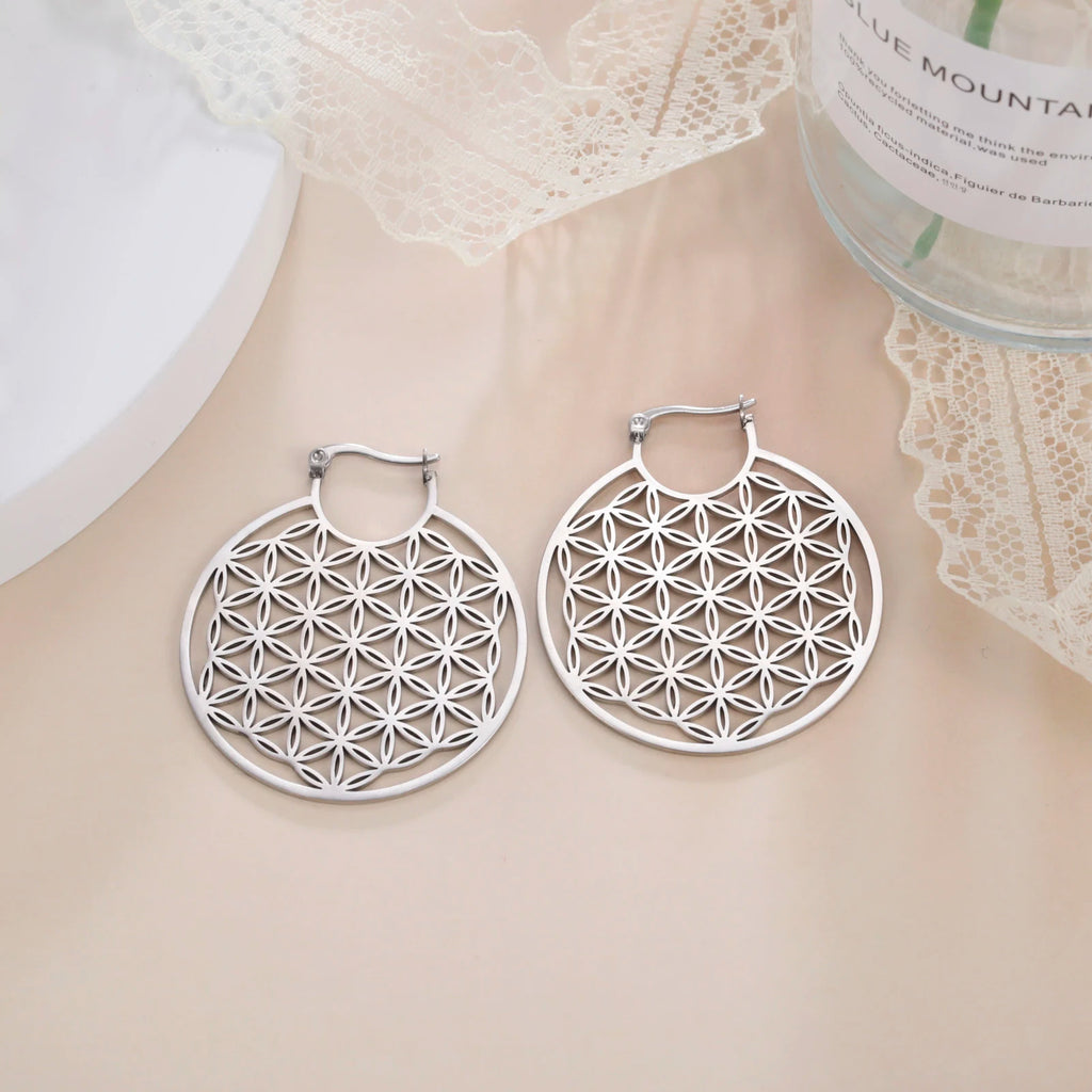 Stainless Steel Pentagram Earrings Bat Snake Hoops