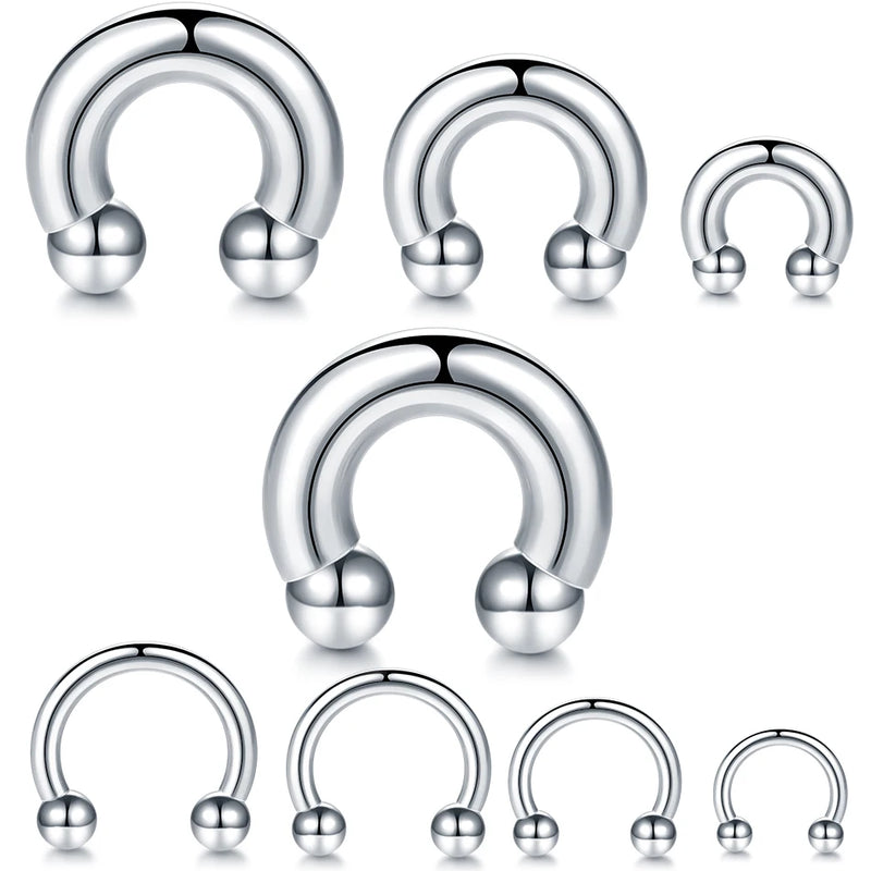 Stainless Steel Circular Barbell Septum Nose Ring Earring
