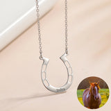 Personalized Stainless Steel Horseshoe Pendant Necklace with Engraving