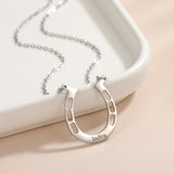 Personalized Stainless Steel Horseshoe Pendant Necklace with Engraving