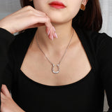 Personalized Stainless Steel Horseshoe Pendant Necklace with Engraving