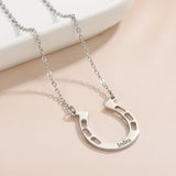 Personalized Stainless Steel Horseshoe Pendant Necklace with Engraving